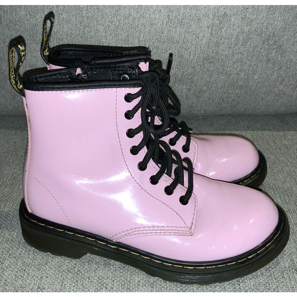 Dr. Martens 1460 Junior Patent Leather Boots in pale pink size 2